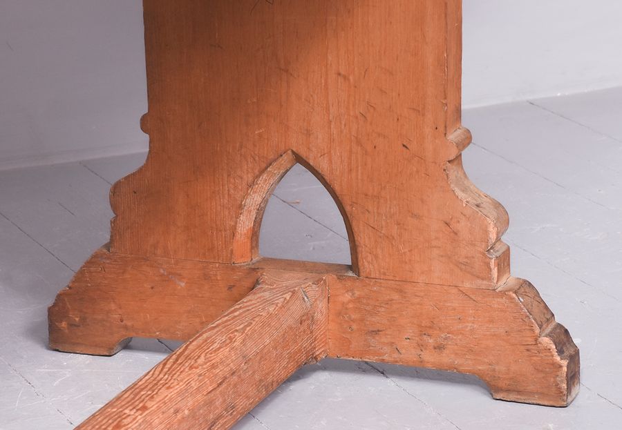 Antique Large 19th Century Gothic Pine Refectory Table from North Leith Parish Church