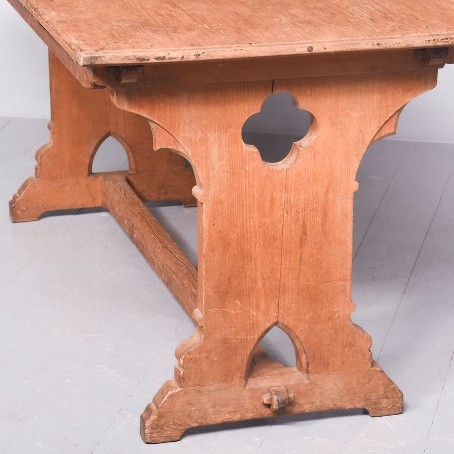 Antique Large 19th Century Gothic Pine Refectory Table from North Leith Parish Church