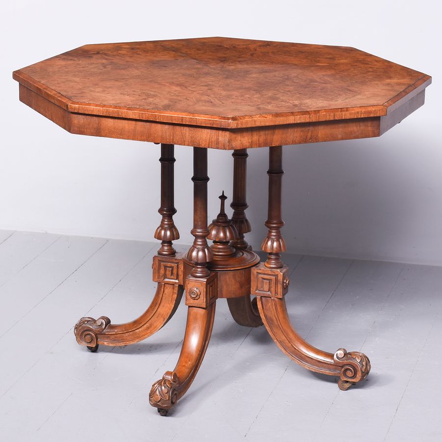 Quality Mid-Victorian Octagonal Burr-Walnut Centre Table