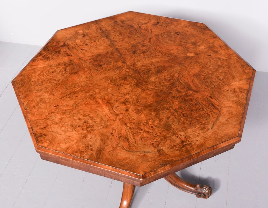 Antique Quality Mid-Victorian Octagonal Burr-Walnut Centre Table 