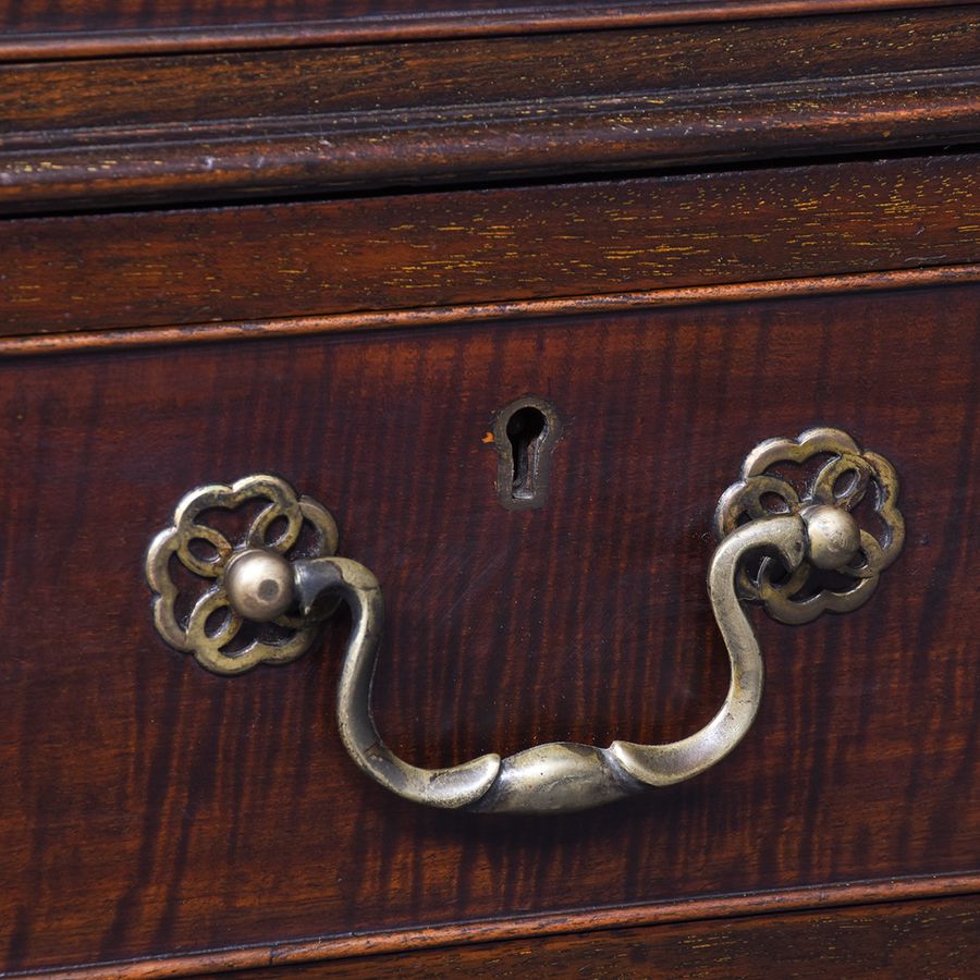 Antique Large Late Victorian Chinese Chippendale-Style Mahogany Breakfront Desk