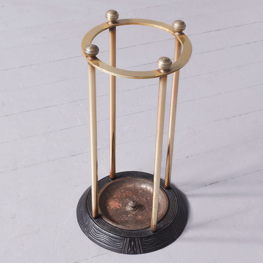 Antique Mid Victorian Brass and Cast-Iron Circular Stick Stand