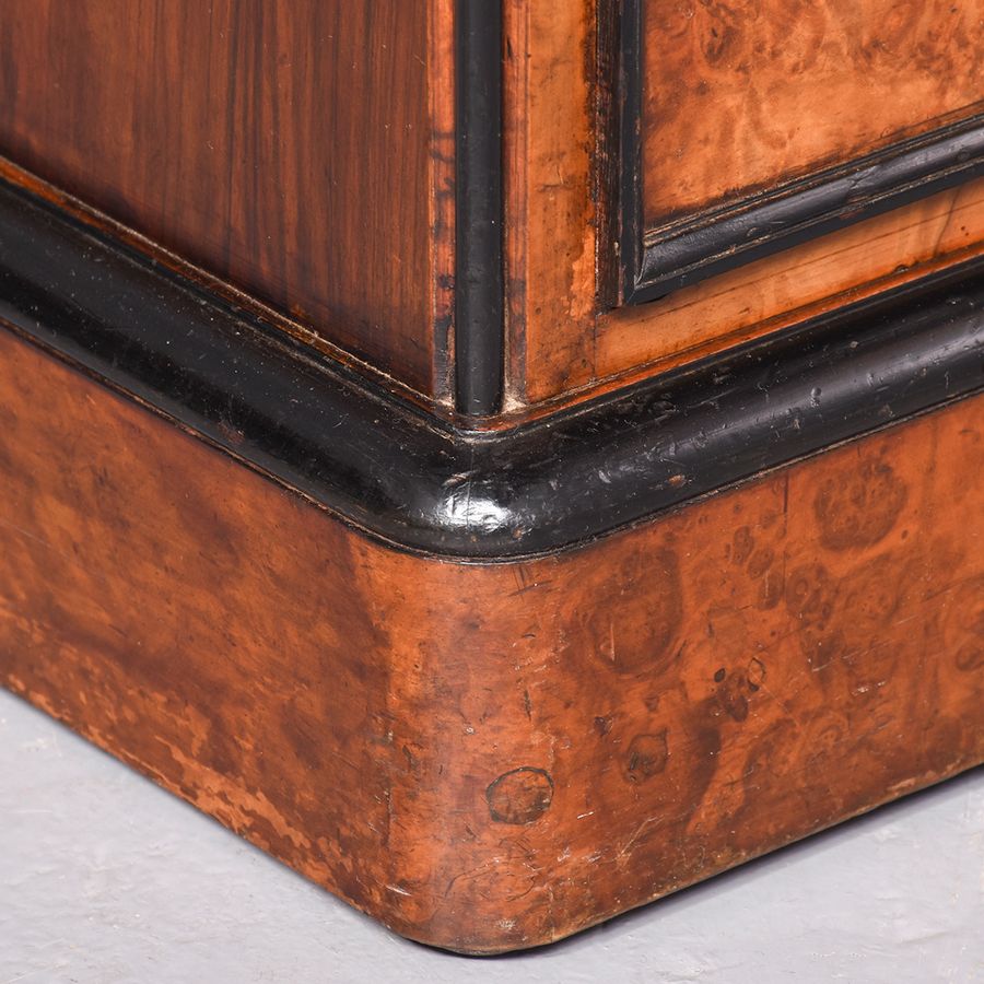 Antique Unusual Pair of Victorian Burr Walnut and Ebonized Neat-Sized Chest of Drawers/Bedside Lockers 