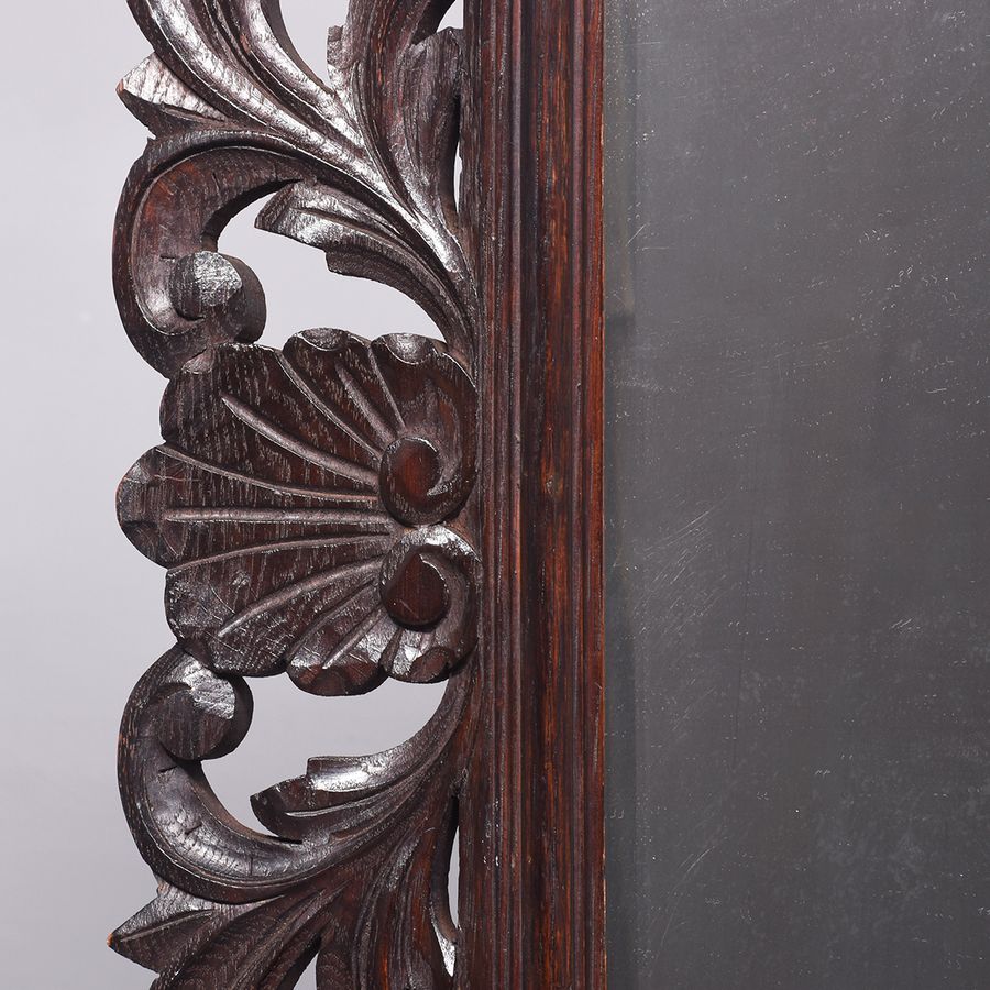 Antique Profusely Carved Oak Wall Mirror