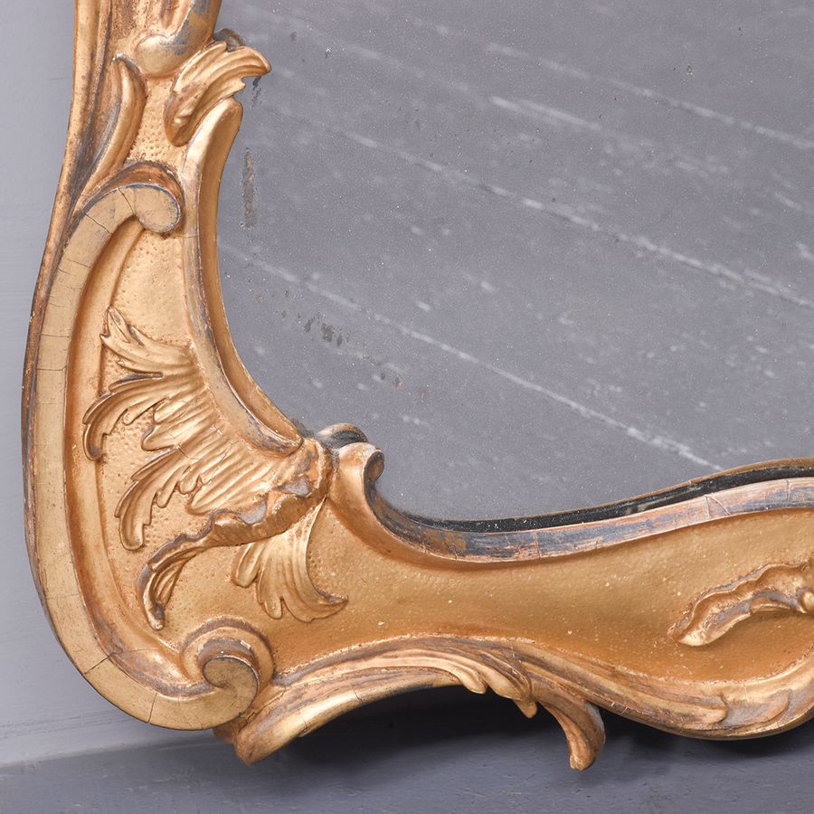 Antique A Mid-19th Century Carved Wood and Gilded Wall Mirror