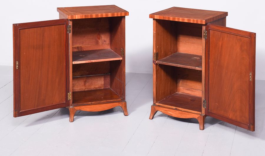 Antique A Pair of Late 19th Century Inlaid Sheraton-Style Mahogany Lockers