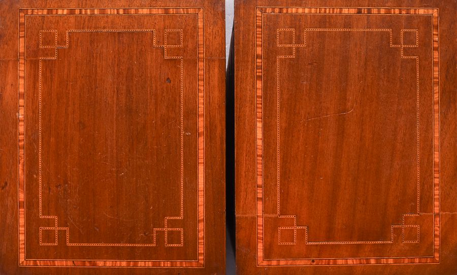 Antique A Pair of Late 19th Century Inlaid Sheraton-Style Mahogany Lockers