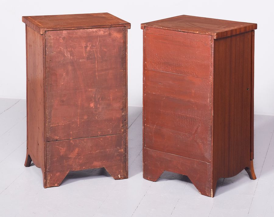 Antique A Pair of Late 19th Century Inlaid Sheraton-Style Mahogany Lockers