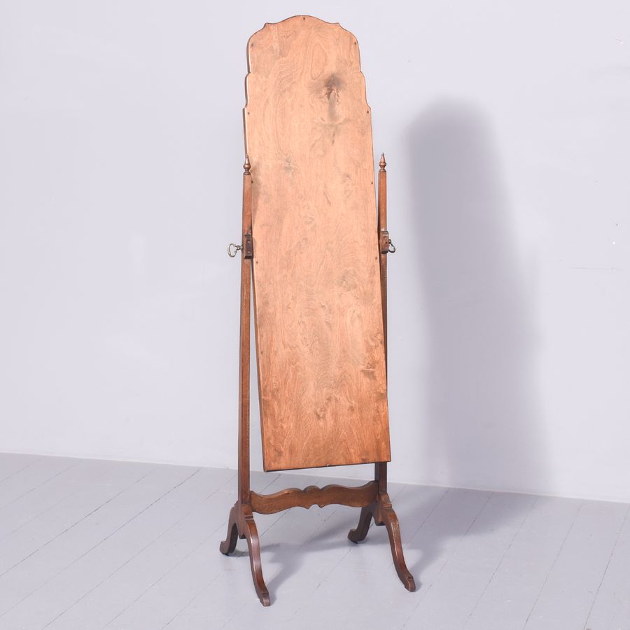 Antique Queen Anne Style Walnut Cheval Mirror