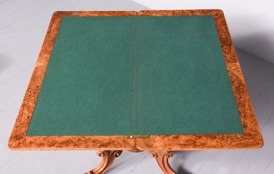 Antique Victorian Burr Walnut, Amboyna inlaid Card Table