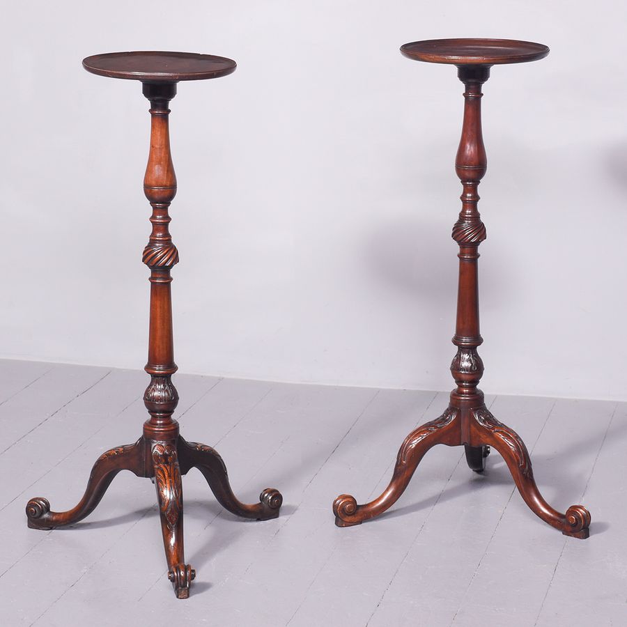 Antique Pair of Georgian Style Mahogany Torchere Stands