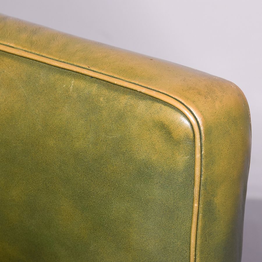 Antique Green Leather Upholstered Library Chair