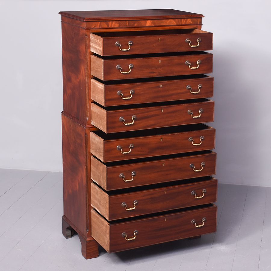 Antique Georgian-Style Mahogany Tallboy of The Edwardian Period