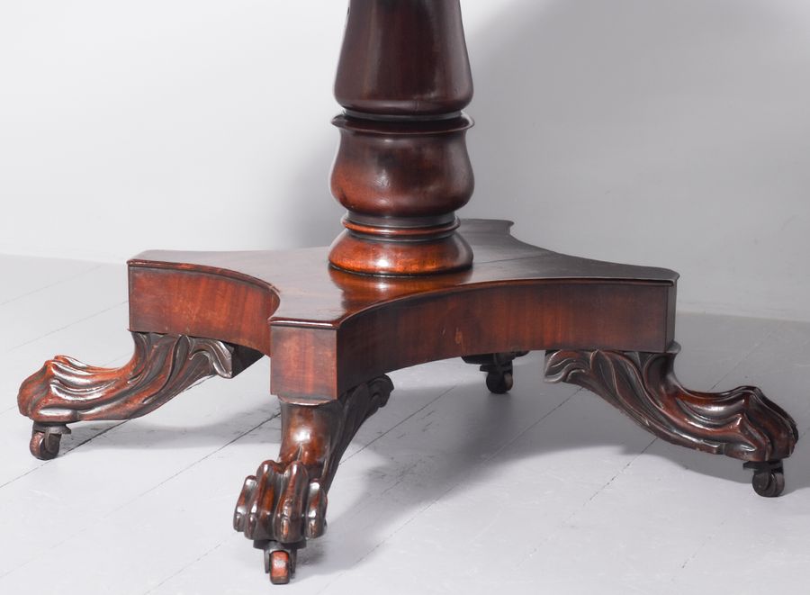 Antique Mahogany Twin Pillar Dining Table