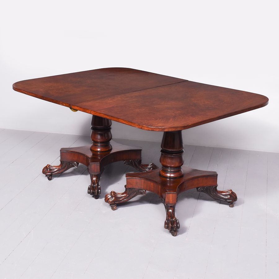 Antique Mahogany Twin Pillar Dining Table