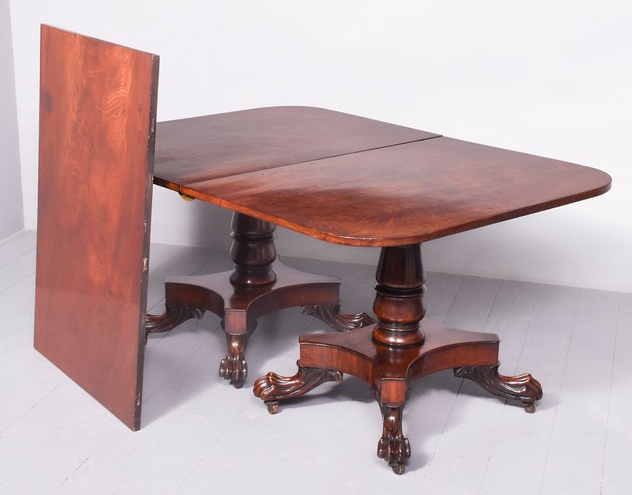 Antique Mahogany Twin Pillar Dining Table