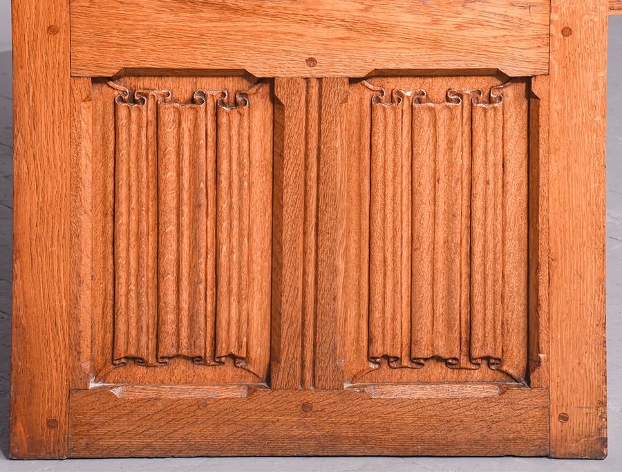 Antique Oak Gothic Revival Hall Seat