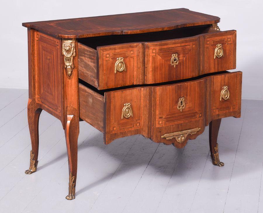 Antique  Early 19th Century French Inlaid Rosewood Two Drawer Commode of Desirable Proportions