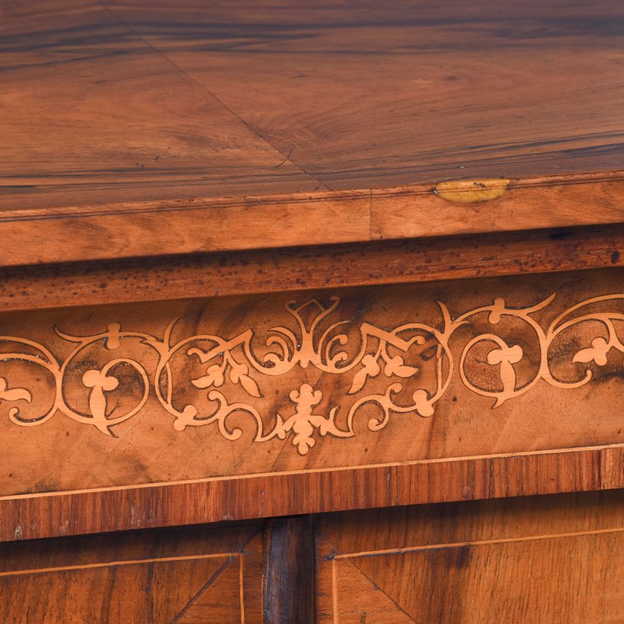 Antique Mid-Victorian Marquetry Inlaid Two-Door Walnut Credenza