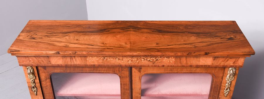 Antique Mid-Victorian Marquetry Inlaid Two-Door Walnut Credenza