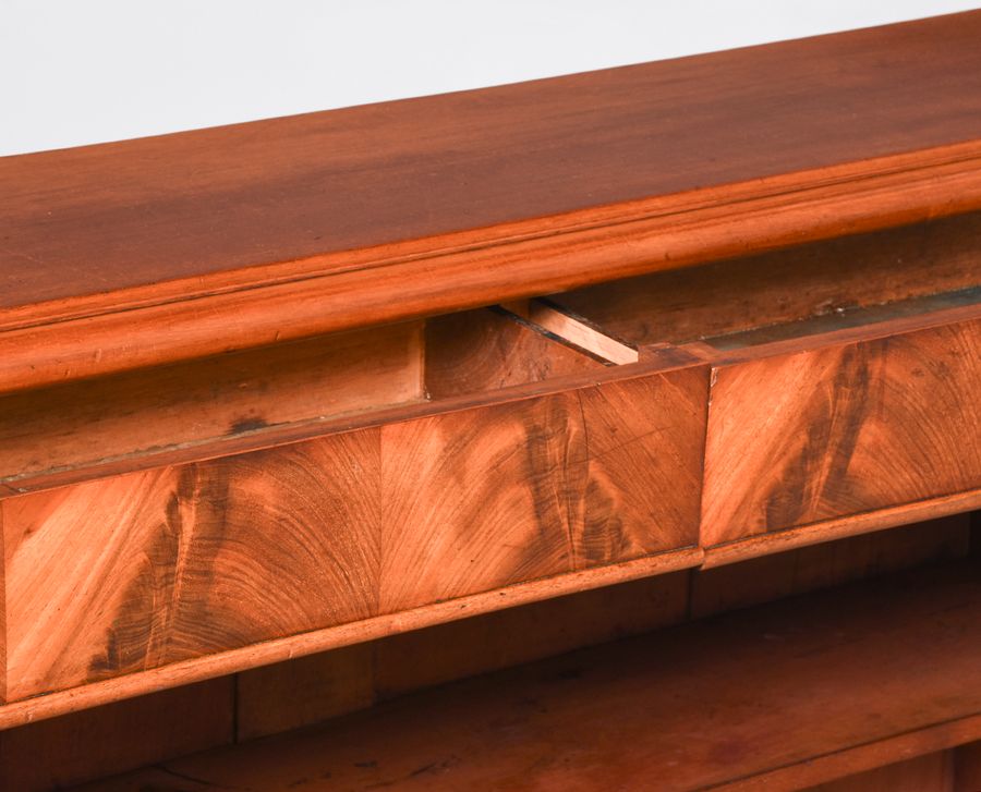 Antique Mid-Victorian Mahogany, Two-Drawer Open Bookcase