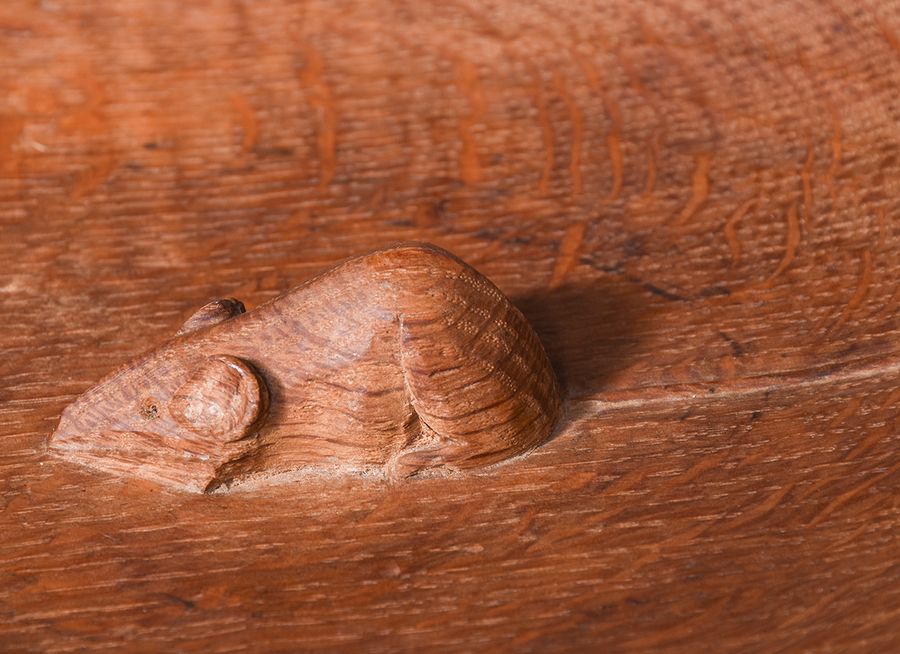 Antique Mouseman Carved Oak Fruit Bowl