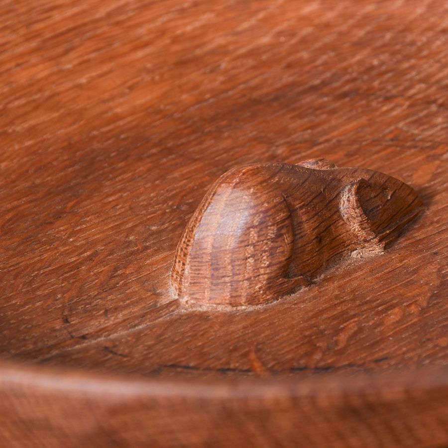 Antique Mouseman Carved Oak Fruit Bowl