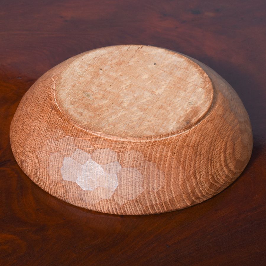 Antique Mouseman Carved Oak Fruit Bowl