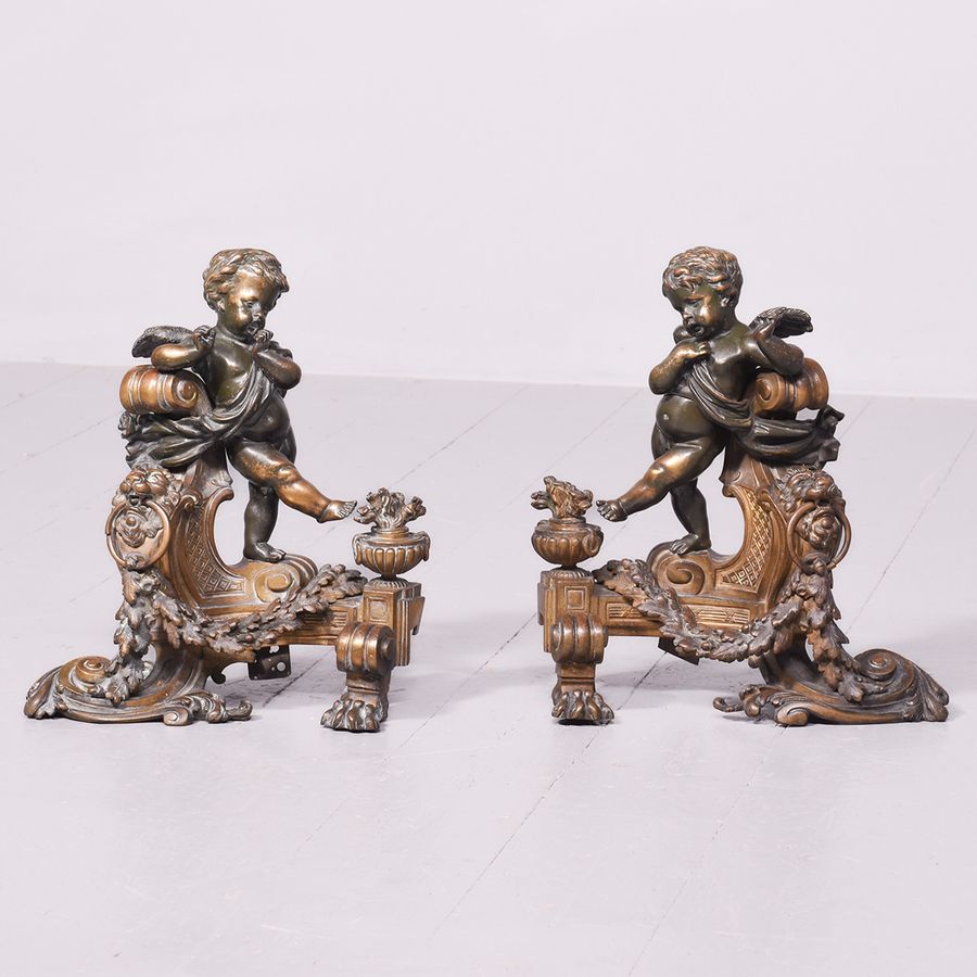 Pair of Bronze and Ormolu Mounted Chenets