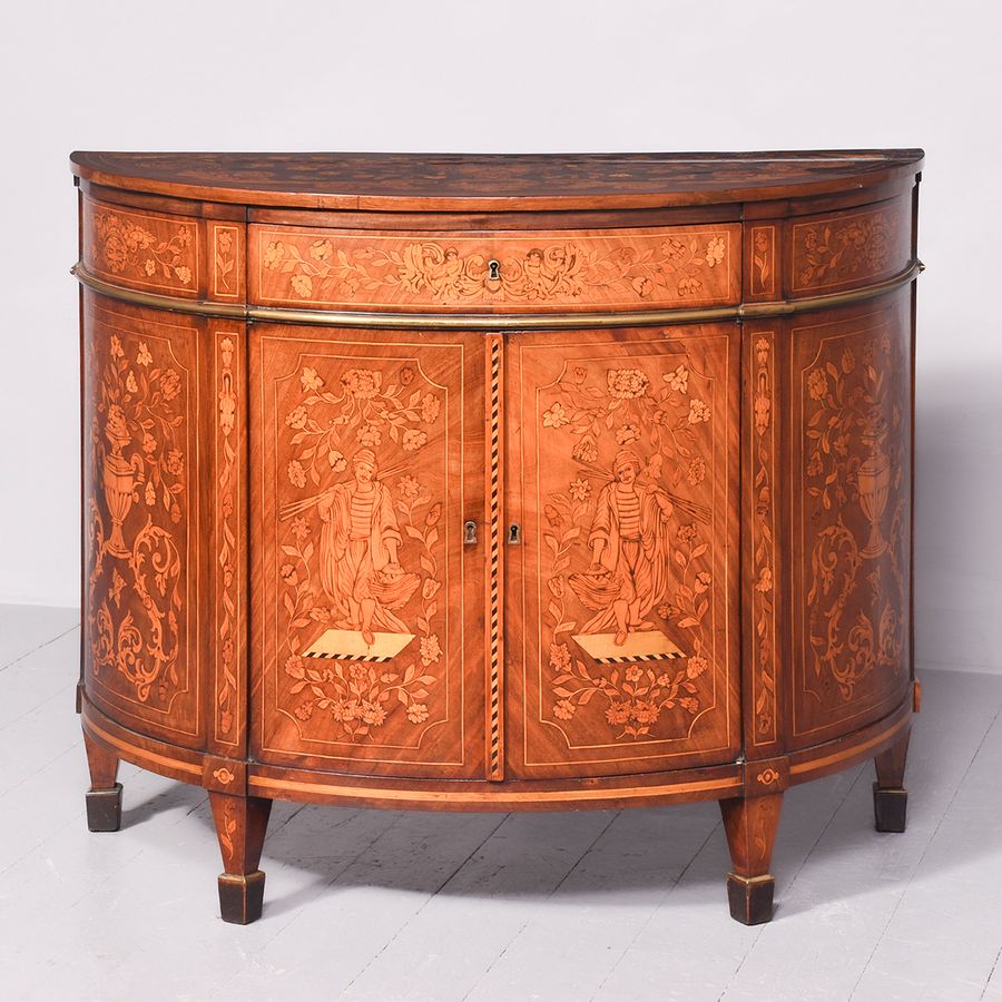 Dutch Marquetry Bow Fronted Commode