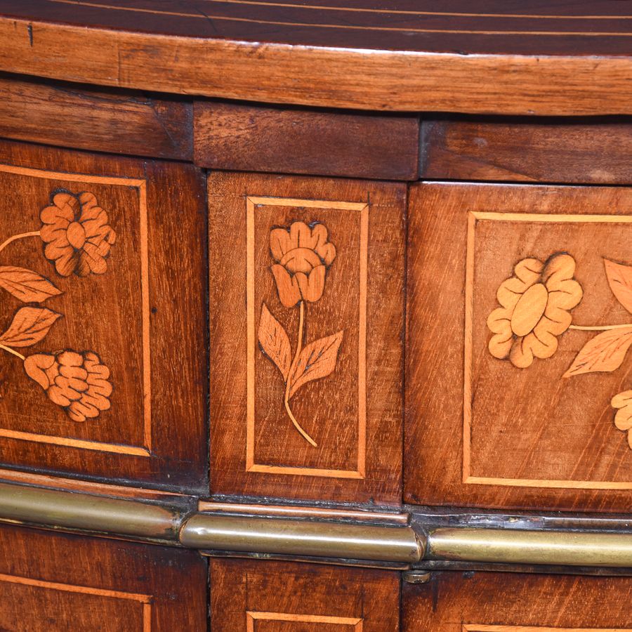 Antique Dutch Marquetry Bow Fronted Commode