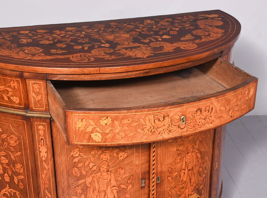 Antique Dutch Marquetry Bow Fronted Commode