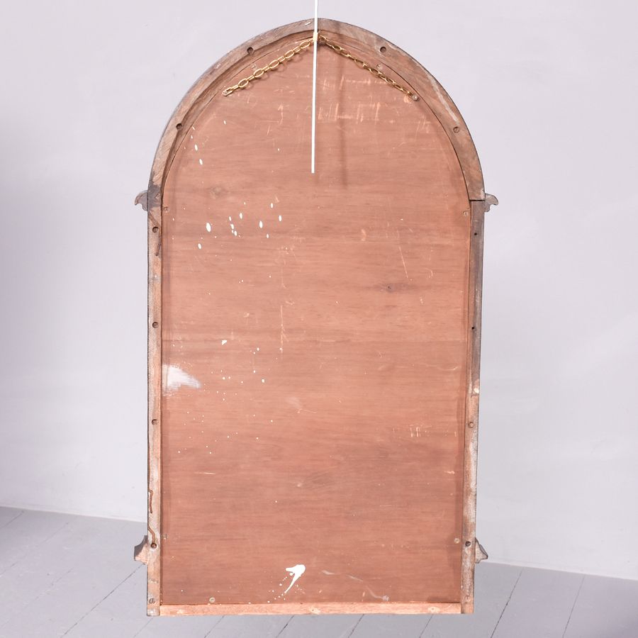 Antique Pair of Oak Framed Gothic Style Wall Mirrors