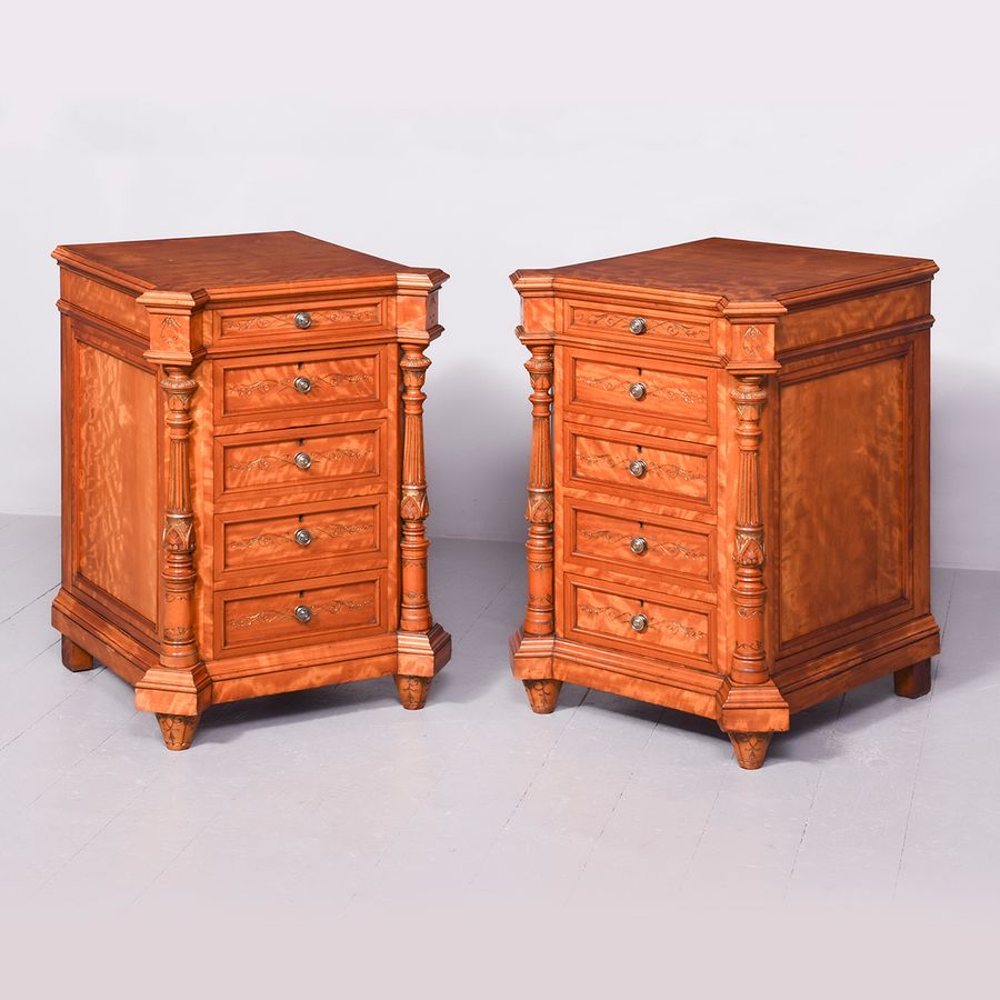 Pair of Monumental Satinwood Pedestals