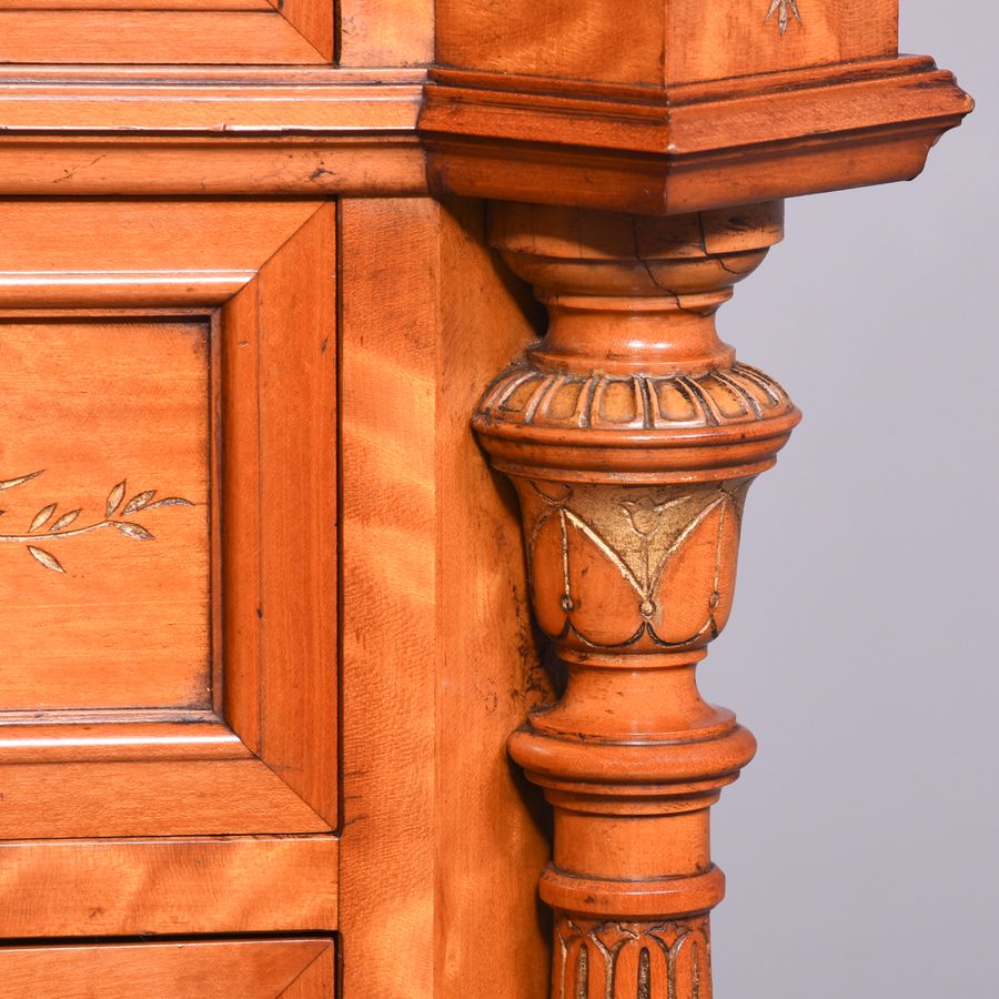 Antique Pair of Monumental Satinwood Pedestals