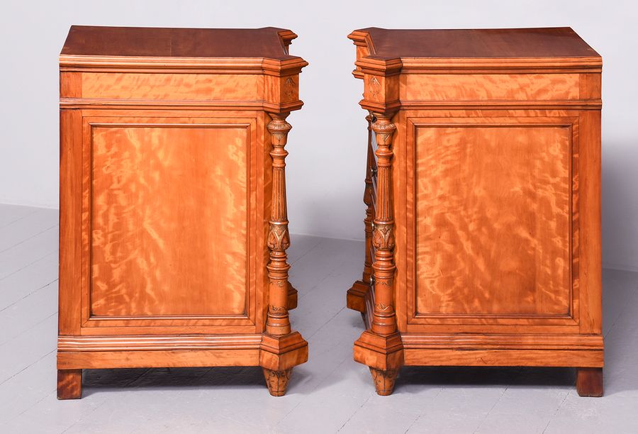 Antique Pair of Monumental Satinwood Pedestals