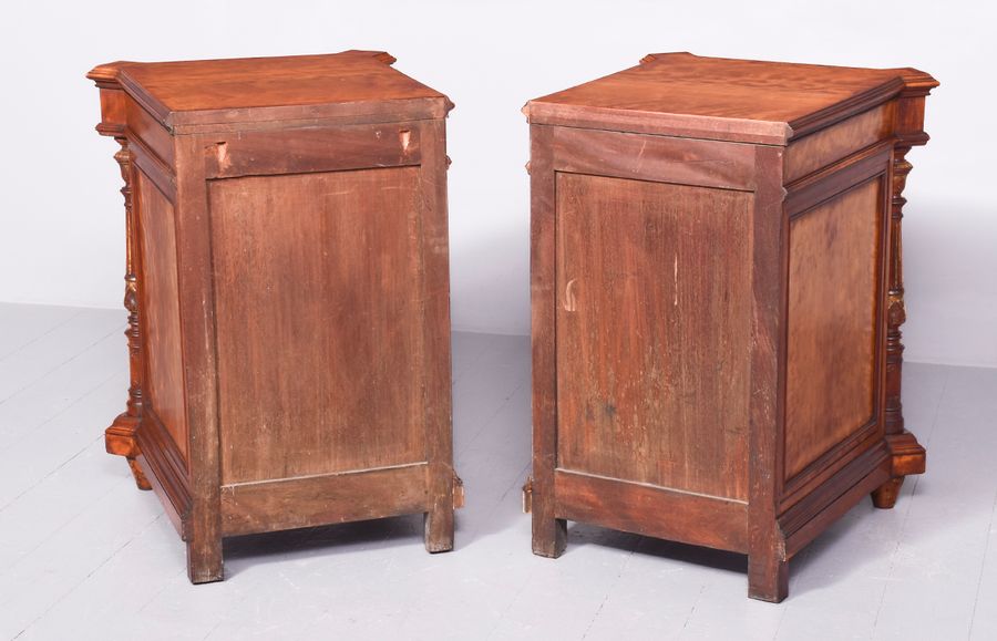 Antique Pair of Monumental Satinwood Pedestals