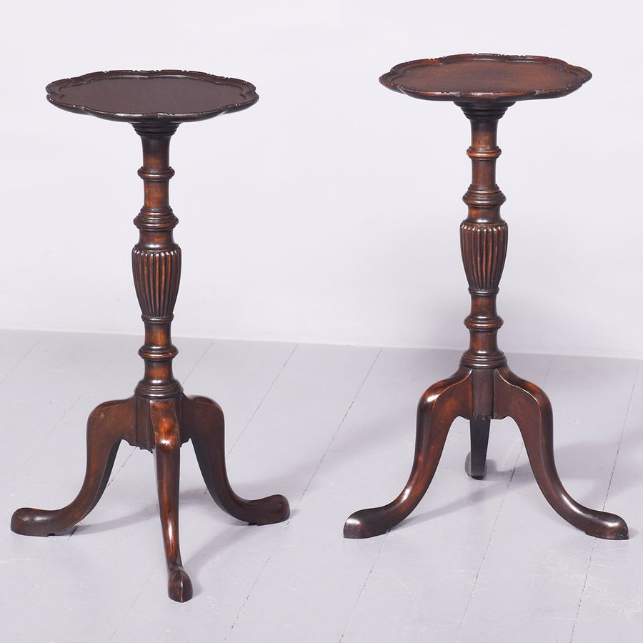 Rare Pair of Edwardian, Chippendale-Style Mahogany Wine Tables