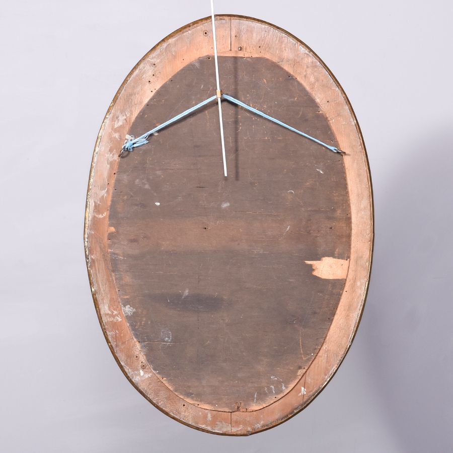 Antique Oval Art Nouveau Brass Mirror