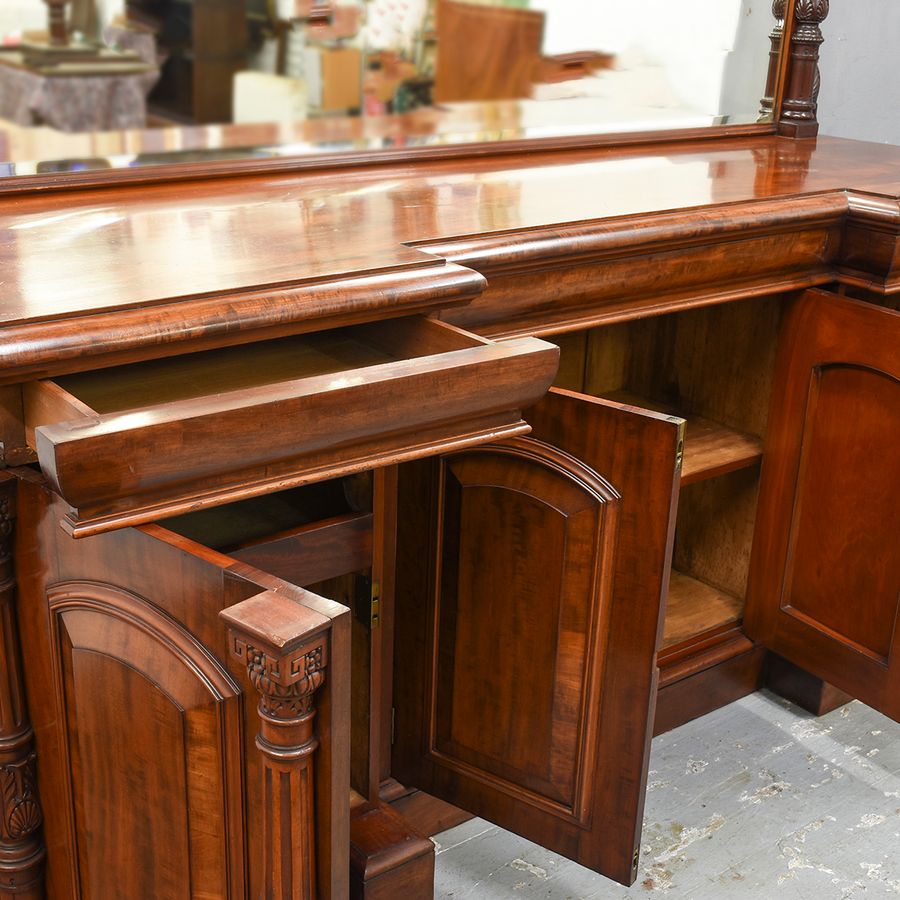 Antique Quality, Large Mirror-Back Victorian Mahogany Chiffoniere (Sideboard)