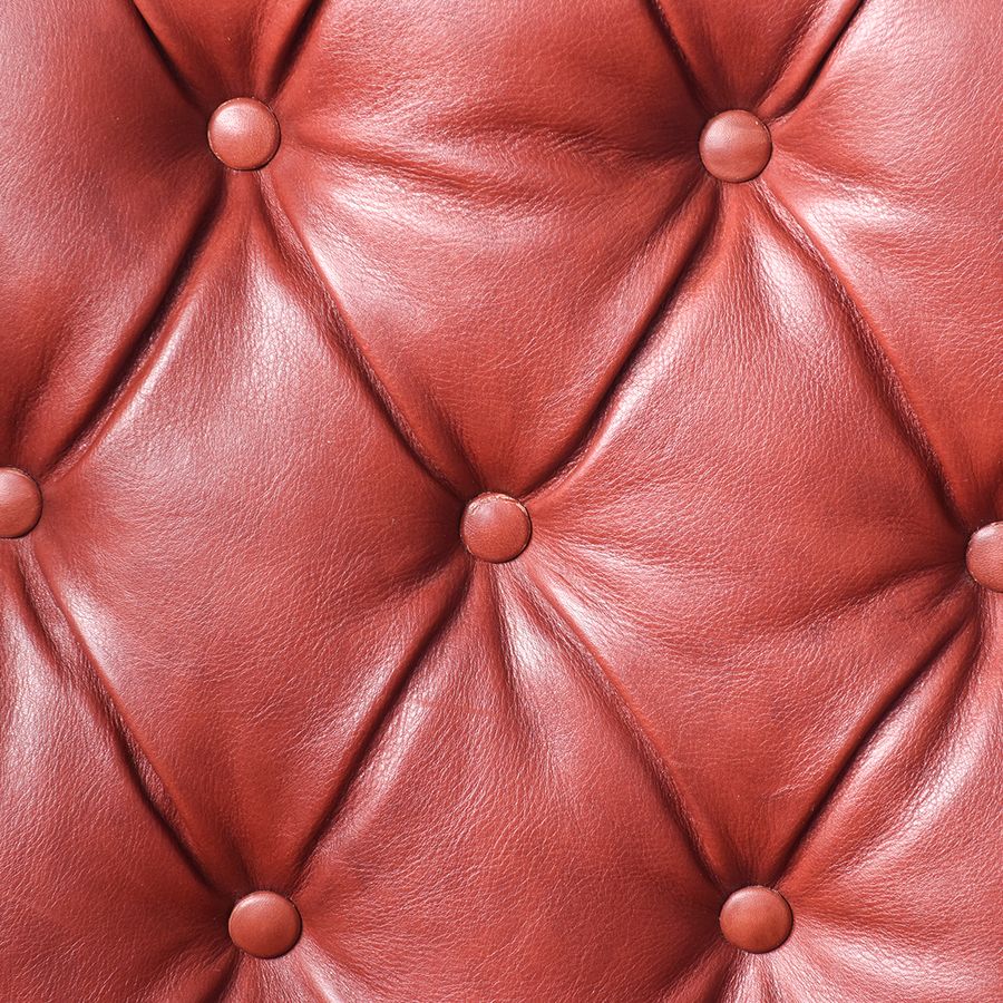 Antique George III Style Button-Back Pale Burgundy Leather Upholstered Wing Chair