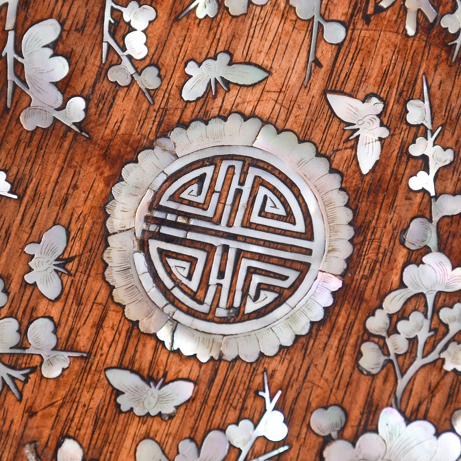 Antique Quality, Chinese Qing Period Mother of Pearl Inlaid Occasional Table