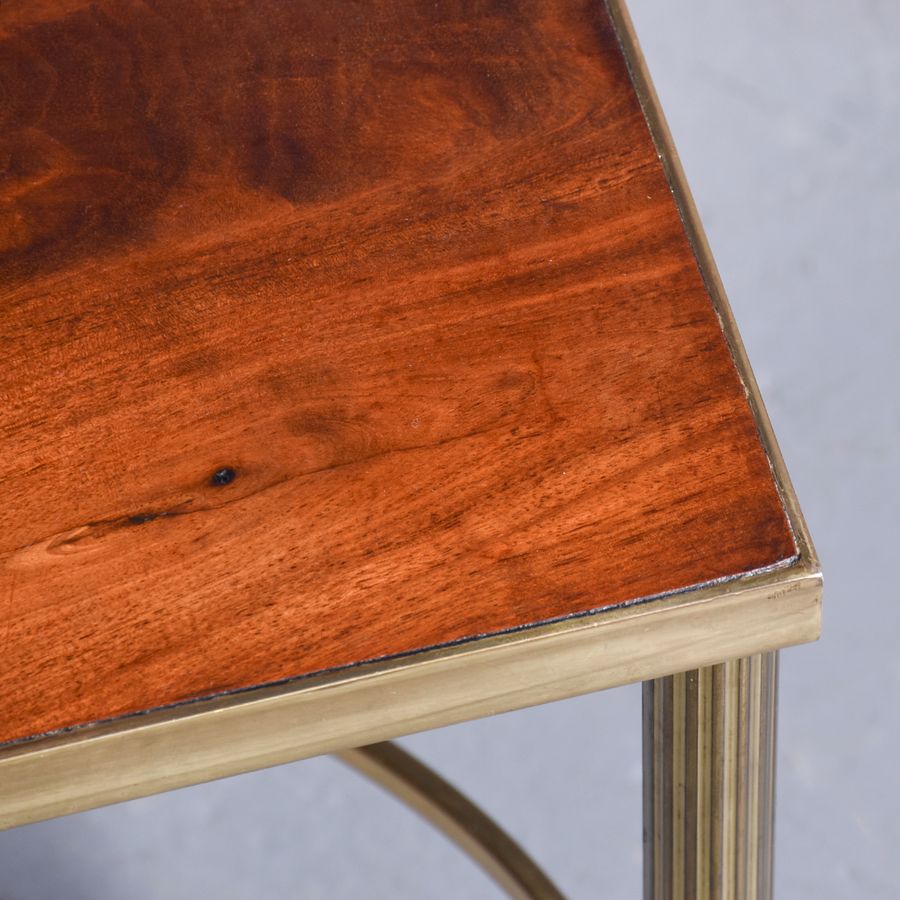 Antique Pair of French Brass & Mahogany Occasional Tables