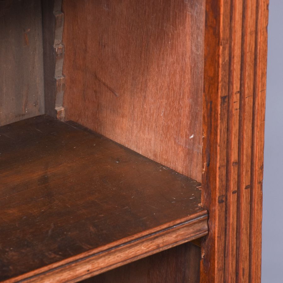 Antique Late Victorian Walnut Open Bookcase with Adjustable Shelves