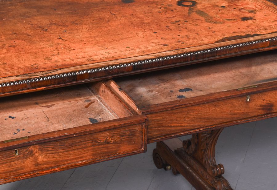 Antique Free Standing Regency Rosewood Library Table of Exceptional Quality