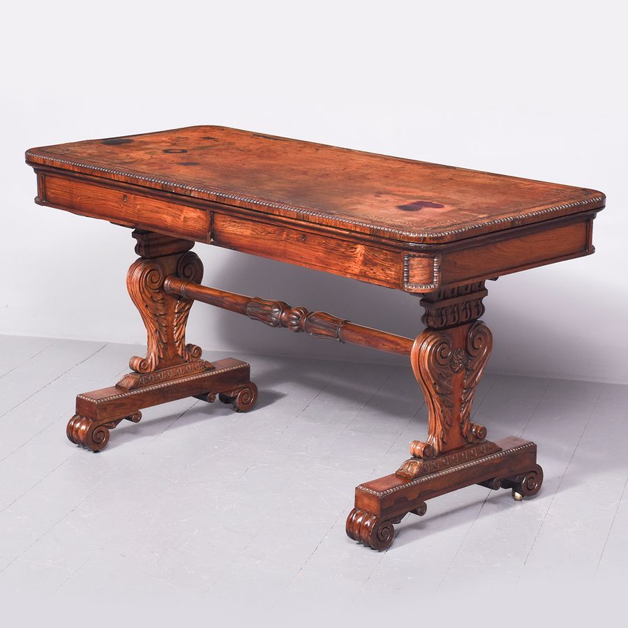 Antique Free Standing Regency Rosewood Library Table of Exceptional Quality