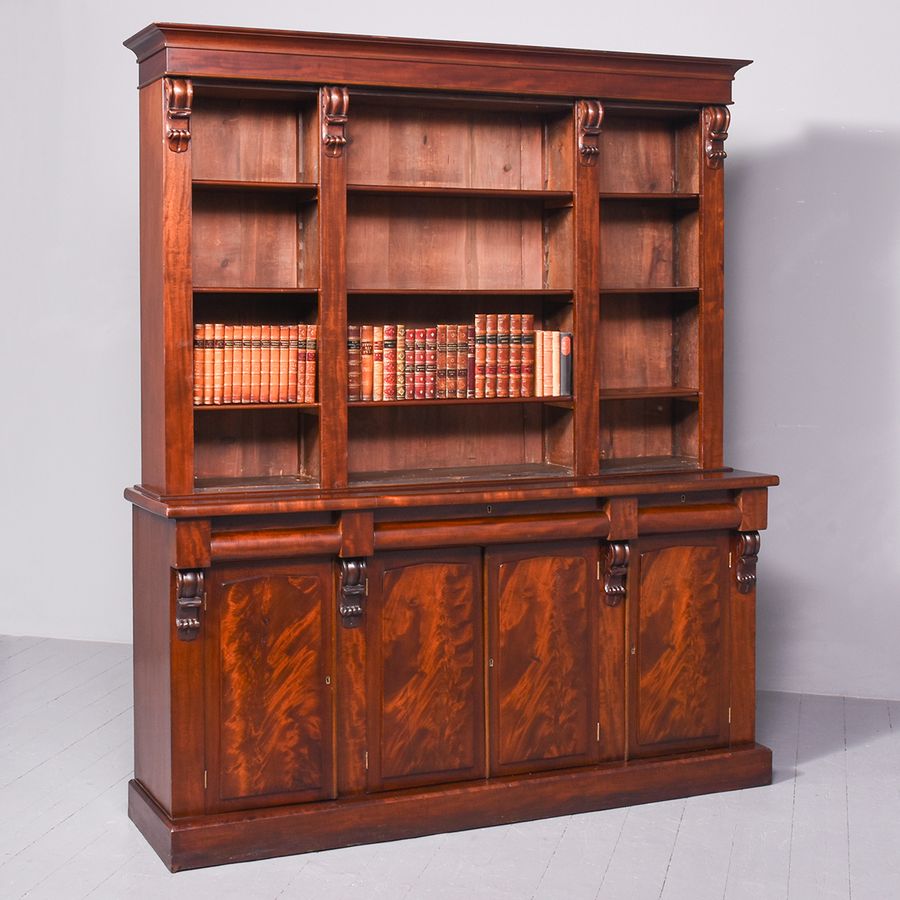 Antique Early Victorian Scottish Mahogany Open Bookcase