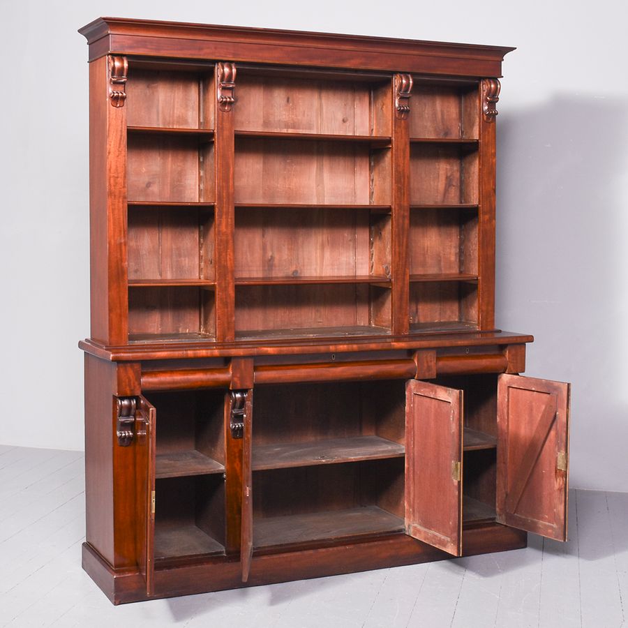 Antique Early Victorian Scottish Mahogany Open Bookcase