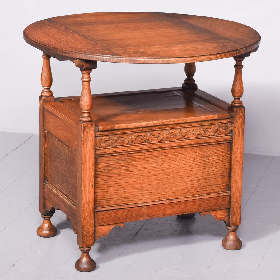 Antique Jacobean-Style Small Folding Top Monks’ Bench