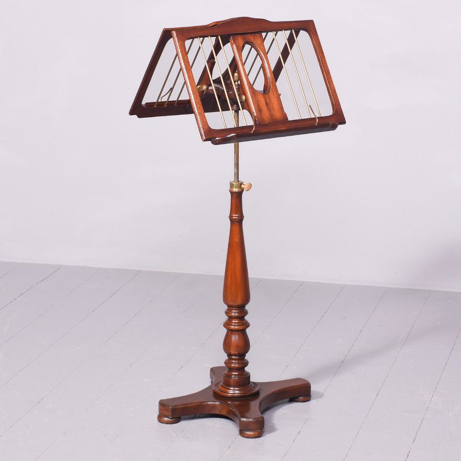 Handmade Regency-Style Mahogany Adjustable Duet Music Stand